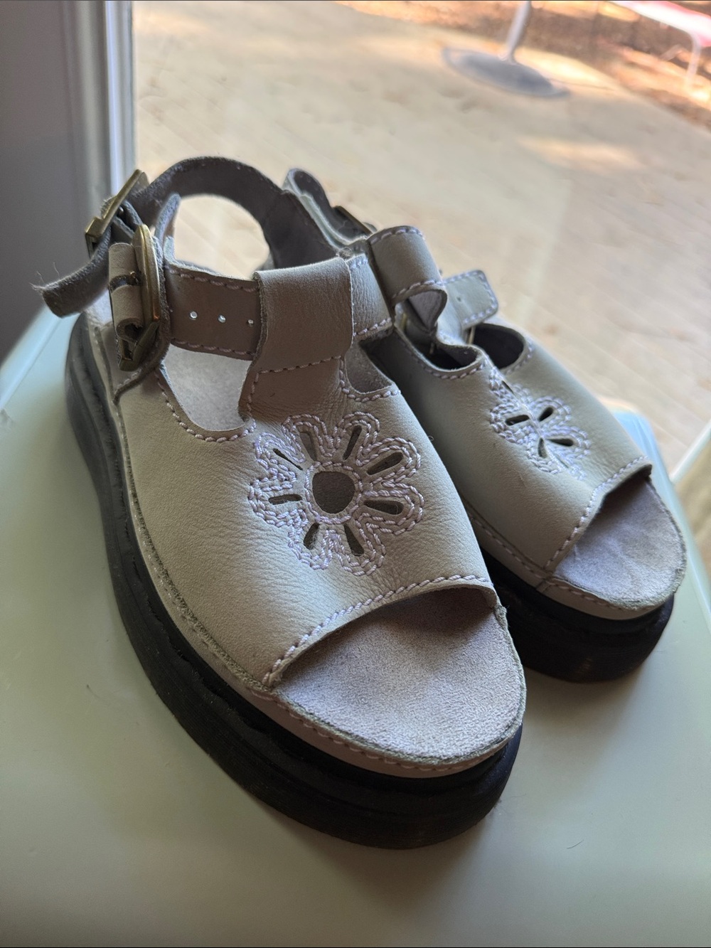 Dr. Martens Dunnet Flower Leather Buckle Sandals